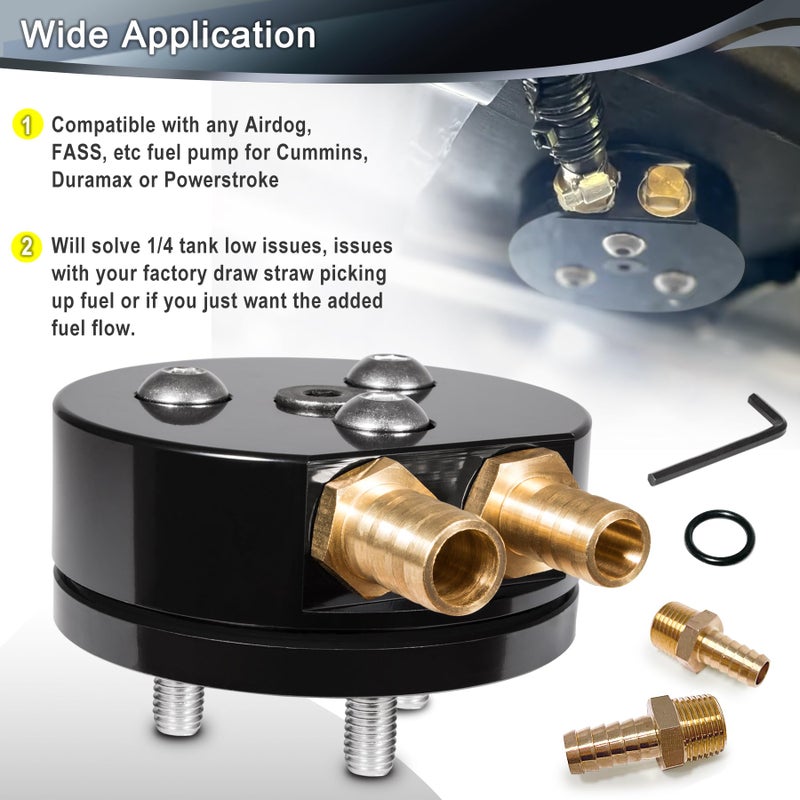SMALLFATW Diesel Fuel Tank Sump Kit Dual-Port Integrated Return Compatible with Airdog FASS Cummins Duramax Powerstroke - Image 2